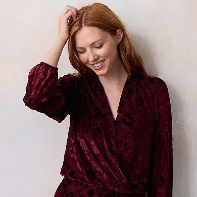 Petite LC Lauren Conrad Wrap Front Bodysuit