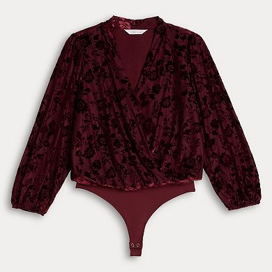 Petite LC Lauren Conrad Wrap Front Bodysuit