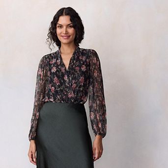 Petite LC Lauren Conrad Wrap Front Bodysuit