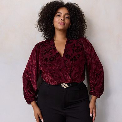 Plus Size LC Lauren Conrad Wrap Front Bodysuit