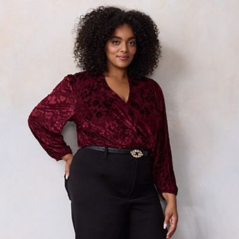 Plus Size LC Lauren Conrad Wrap Front Bodysuit