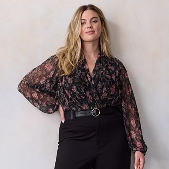 Plus Size LC Lauren Conrad Wrap Front Bodysuit