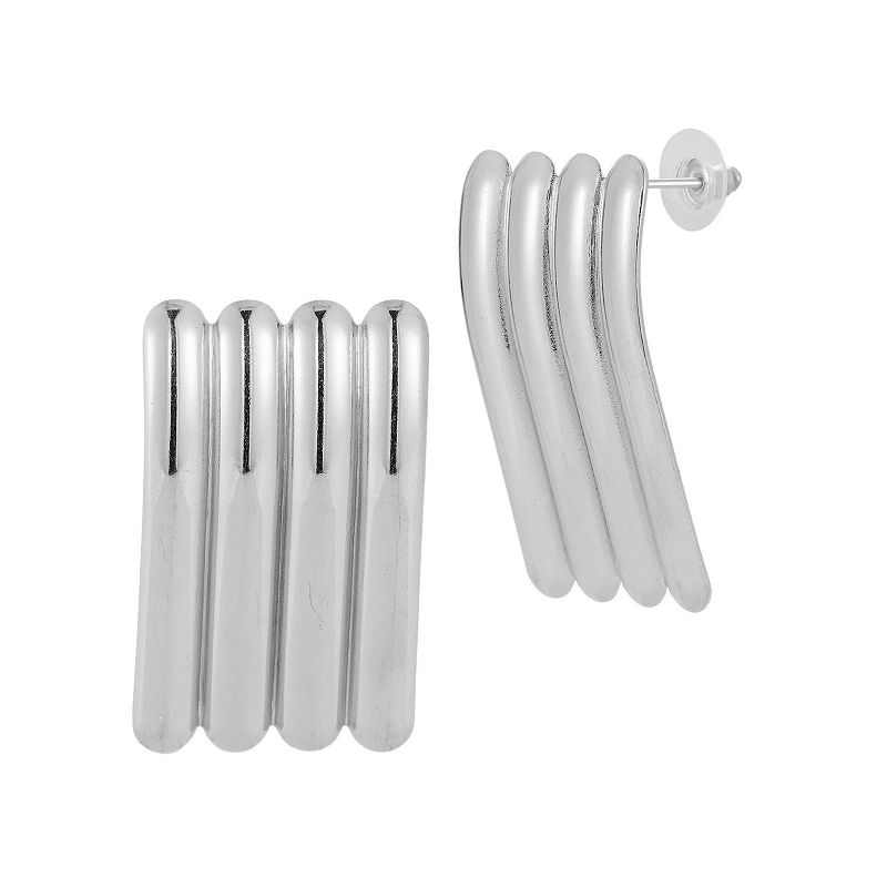 WINX Stainless Steel Bold Statement Stud Earrings, Women's, Silver Tone