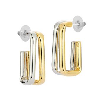 WINX Two Tone Rectangular Hoop Earrings