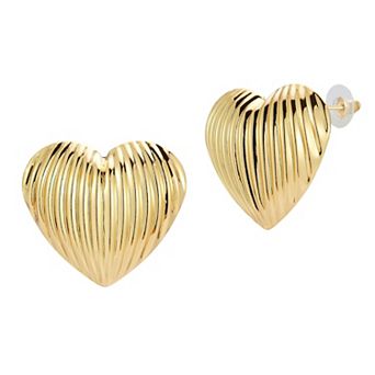 WINX Large Ribbed Heart Stud Earrings