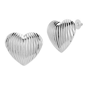 WINX Large Ribbed Heart Stud Earrings