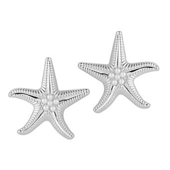 WINX Simulated Pearl Starfish Stud Earrings