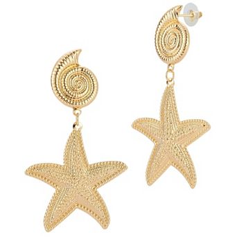 WINX Large Seashell & Starfish Drop Earrings