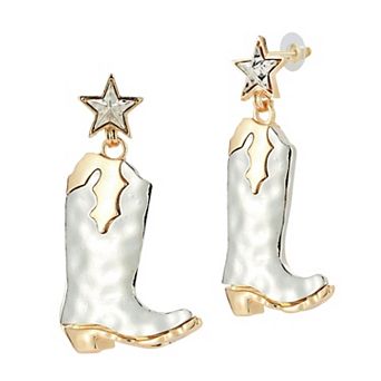WINX Large Two Tone Cowboy Boot Earrings