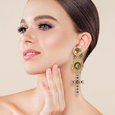 WINX Gold Tone Simulated Pearl Cross Earrings