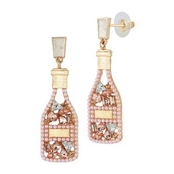 WINX Gold Tone Champagne Bottle Earrings