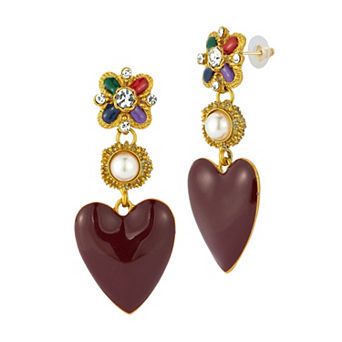 WINX Gold Tone Antique Heart Drop Earrings