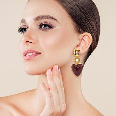 WINX Gold Tone Antique Heart Drop Earrings