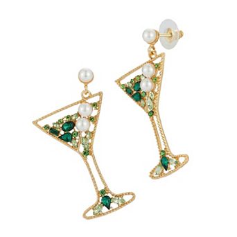 WINX Gold Tone Martini Drop Earrings