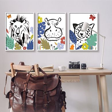 Stupell Home Decor Jungle Animal Kingdom Kids Pet Illustration Wall Art