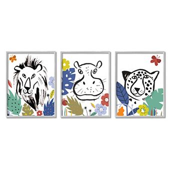 Stupell Home Decor Jungle Animal Kingdom Kids Pet Illustration Wall Art