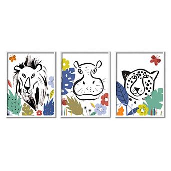 Stupell Home Decor Jungle Animal Kingdom Kids Pet Illustration Wall Art