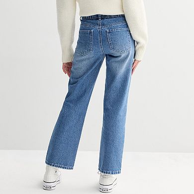 Girls 7-16 Gogo Star Pearl Embellished Wide Leg Jeans with Back Elastic Waistband