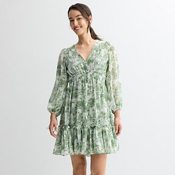 Women's Taylor Printed Chiffon Smocked Waist Dress