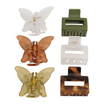 Emberly 6 pk Butterfly & Claw Hair Clip Set
