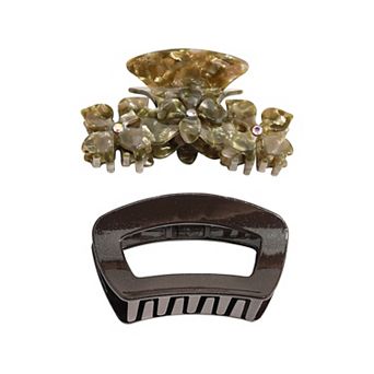 Emberly 2 pk Floral & Classic Claw Clip Set