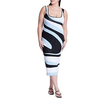 ELOQUII Women's Plus Size Intarsia Column Dress