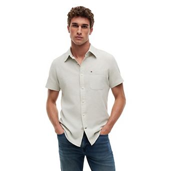 Men's Tommy Hilfiger Short Sleeve Linen Blend Woven Shirt