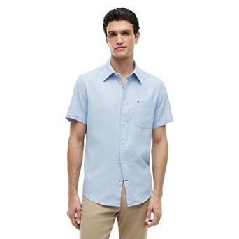Men's Tommy Hilfiger Short Sleeve Linen Blend Woven Shirt
