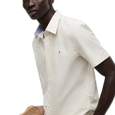 Men's Tommy Hilfiger Linen Palm Print Short Sleeve Woven Shirt