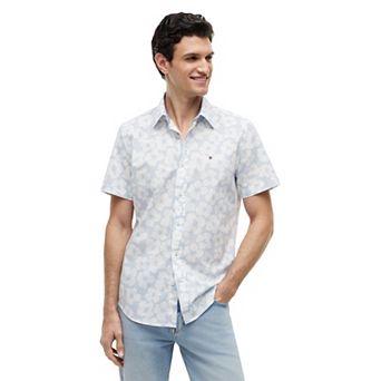 Men's Tommy Hilfiger Linen Palm Print Short Sleeve Woven Shirt