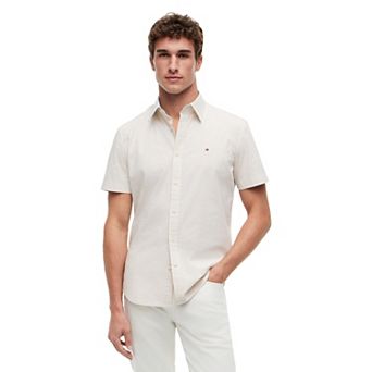 Men's Tommy Hilfiger Linen Palm Print Short Sleeve Woven Shirt