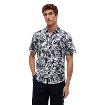 Men's Tommy Hilfiger Linen Palm Print Short Sleeve Woven Shirt
