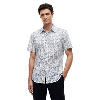 Men's Tommy Hilfiger Linen Palm Print Short Sleeve Woven Shirt