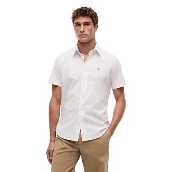 Men's Tommy Hilfiger Linen Palm Print Short Sleeve Woven Shirt