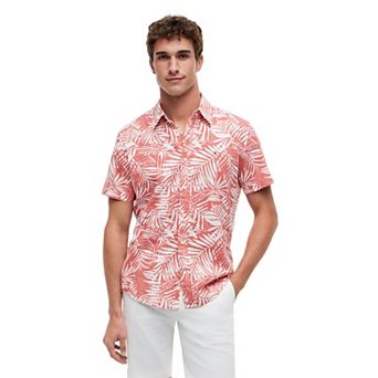 Men's Tommy Hilfiger Linen Palm Print Short Sleeve Woven Shirt