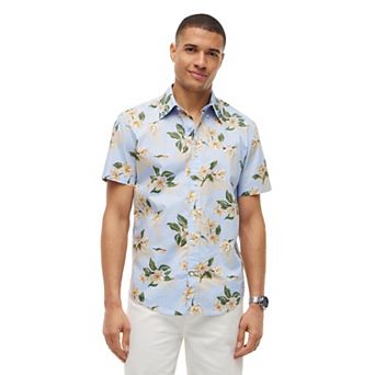 Men's Tommy Hilfiger Linen Palm Print Short Sleeve Woven Shirt