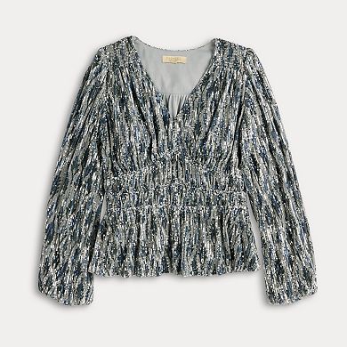 Women's Farmers Market Sequin V-Neck Top