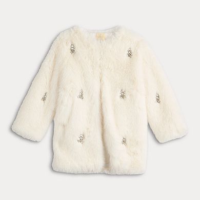 Women's Farmers Market Faux Fur Gem-Accented Long Coat