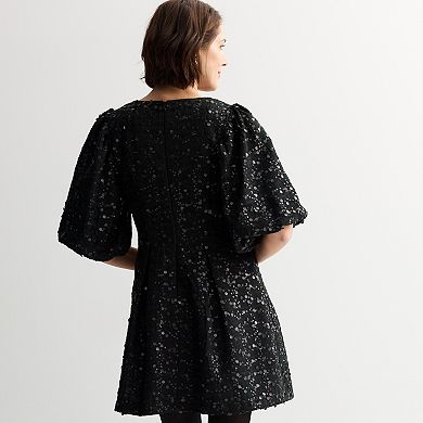 Women's MNK Sequin Puff Sleeve Dress
