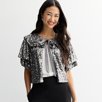 Women's MNK Sequin Tie Front Top
