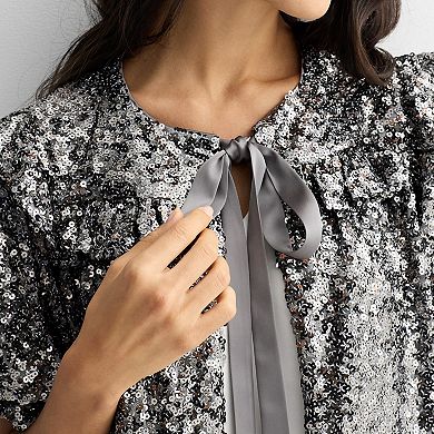 Women's MNK Sequin Tie Front Top