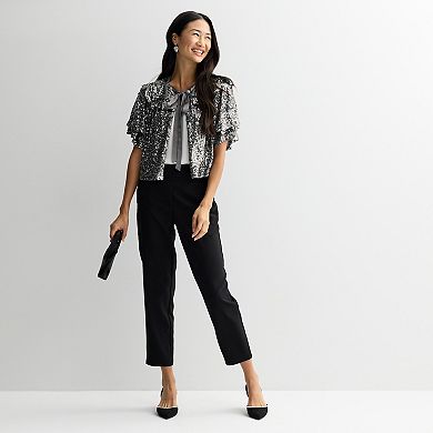 Women's MNK Sequin Tie Front Top