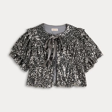Women's MNK Sequin Tie Front Top