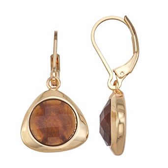 Napier Gold Tone Golden Tonals Drop Leverback Earrings