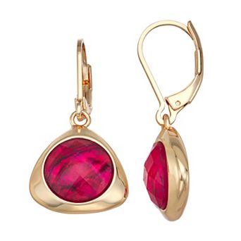 Napier Gold Tone Golden Tonals Triangle Drop Earrings