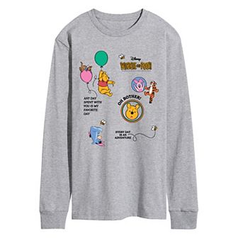 Disney's Winnie The Pooh Men's Collage Long Sleeve Graphic Tee