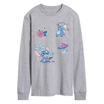Disney's Lilo & Stitch Men's Patchwork Long Sleeve Graphic Tee