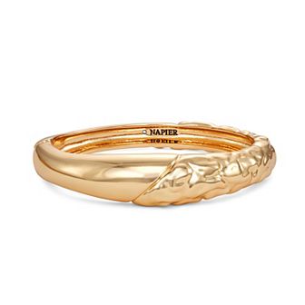 Napier Gold Tone Sculpted Hinged Bangle Bracelet