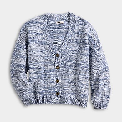 Juniors' SO® Drop Shoulder Button Front Oversized Cardigan