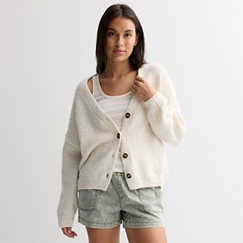 Juniors' SO® Drop Shoulder Button Front Oversized Cardigan